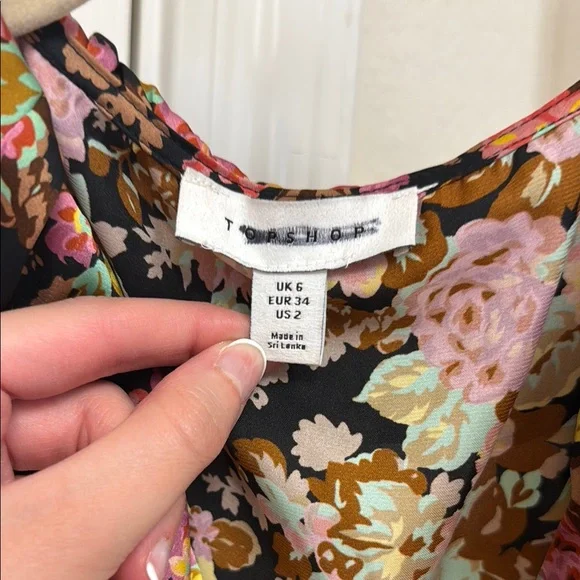 Topshop Floral Wrap Dress - Black, Pink, Brown - Picture 5 of 10